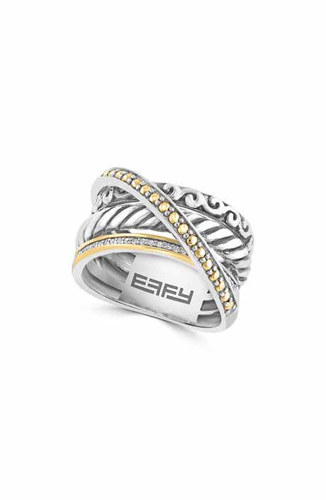 EFFY Sterling Silver & 18K Gold Crisscross Ring