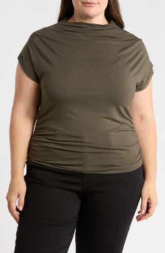 Mock Neck Ruched Modal Tank