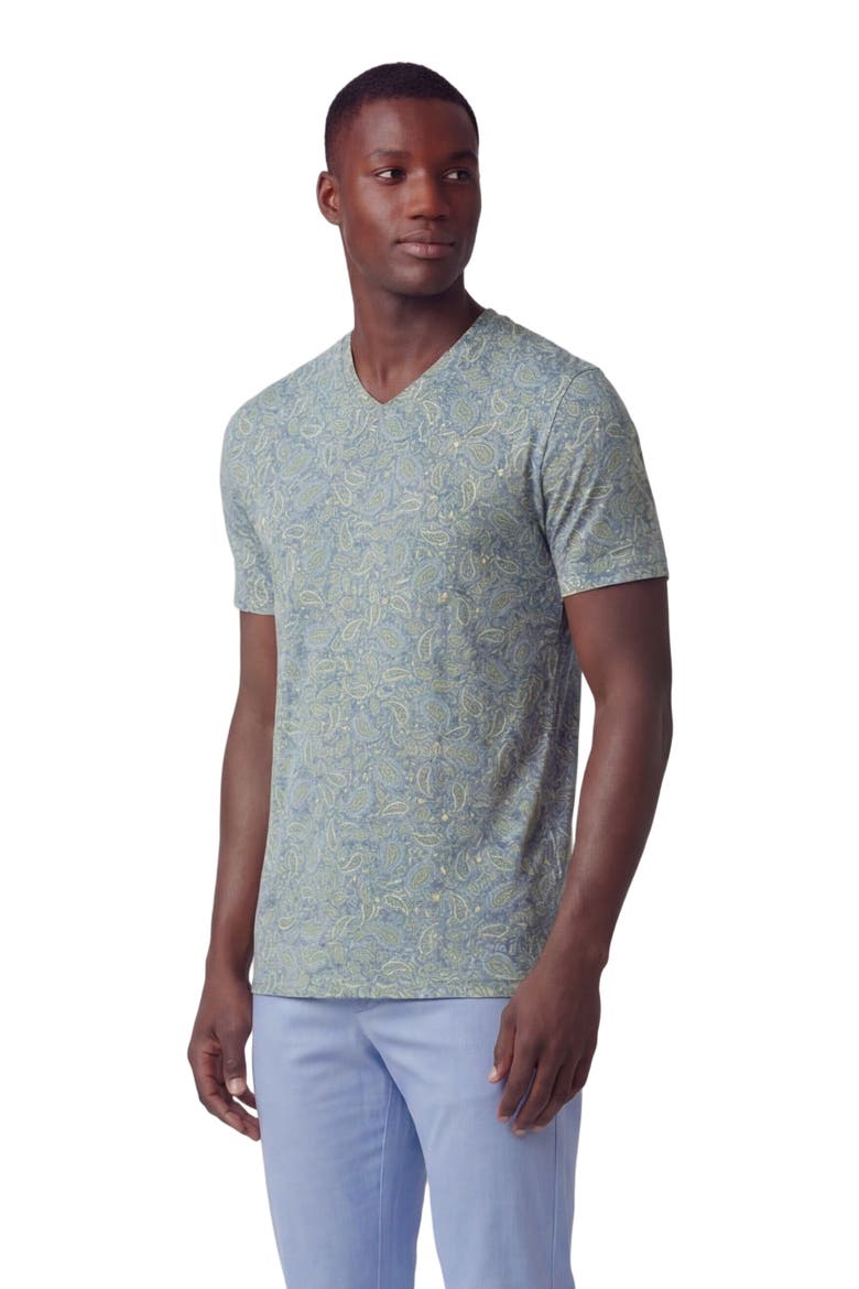 Paisley Pile Mens Vneck Tee, Alternate, color, PAISLEY PILE SUNSHINE