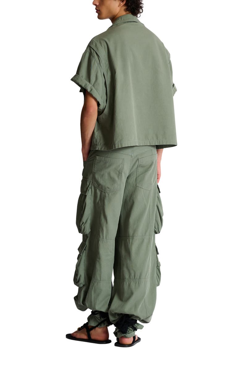 Balmain Cotton utility shirt, Alternate, color, Green