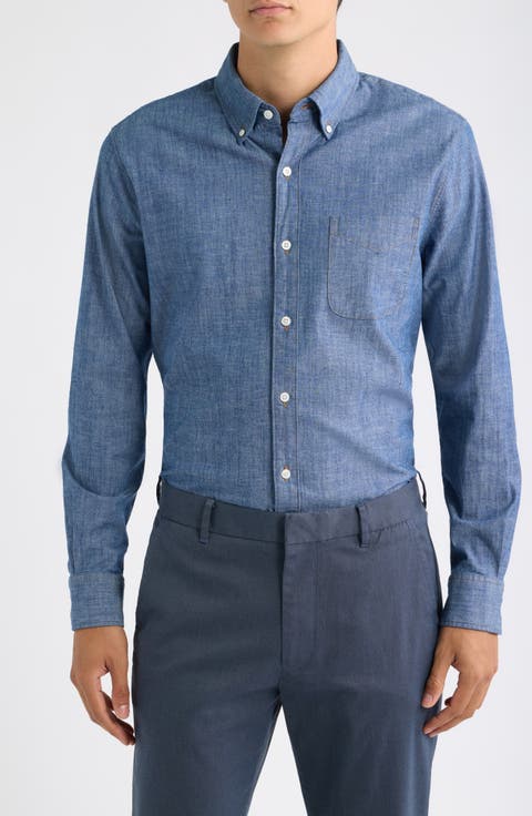 Everyday Slim Fit Stretch Cotton Chambray Button-Down Shirt
