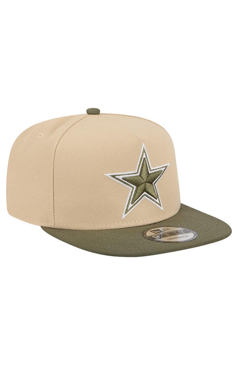New Era Men's New Era Light Beige/Olive Dallas Cowboys Two-Tone Color Pack A-Frame 9FIFTY Snapback Hat, Alternate, color,