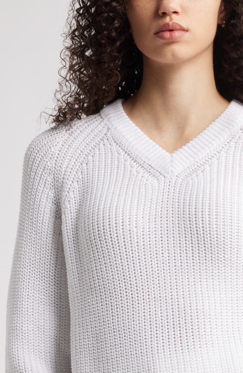 Nordstrom Cotton V-neck Sweater In White