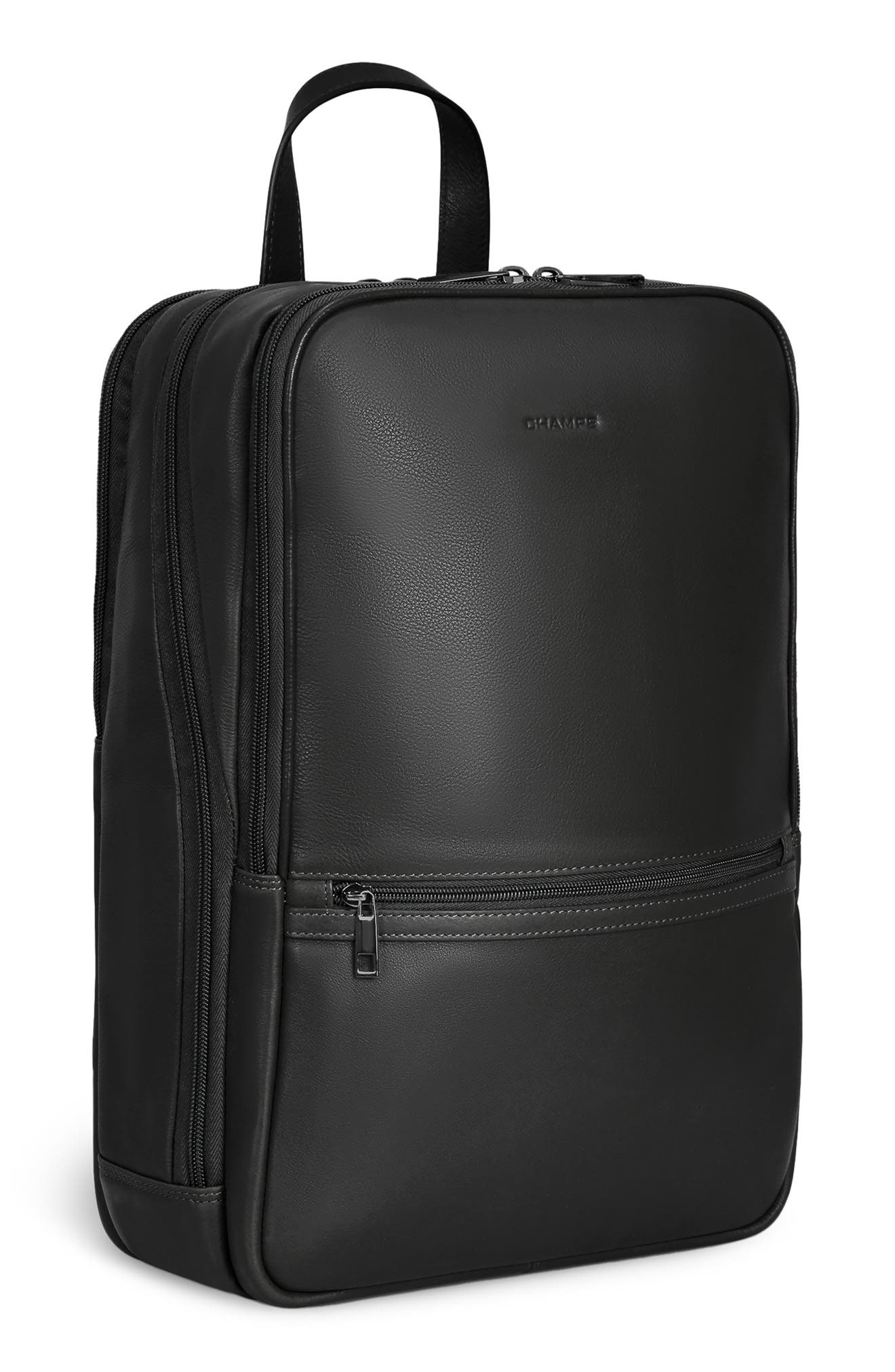 Onyx Leather Backpack, Alternate, color, BLACK