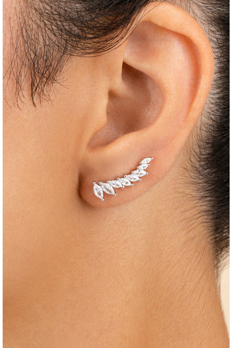 Skye Cubic Zirconia Threader Stud Earring, Alternate, color, SILVER