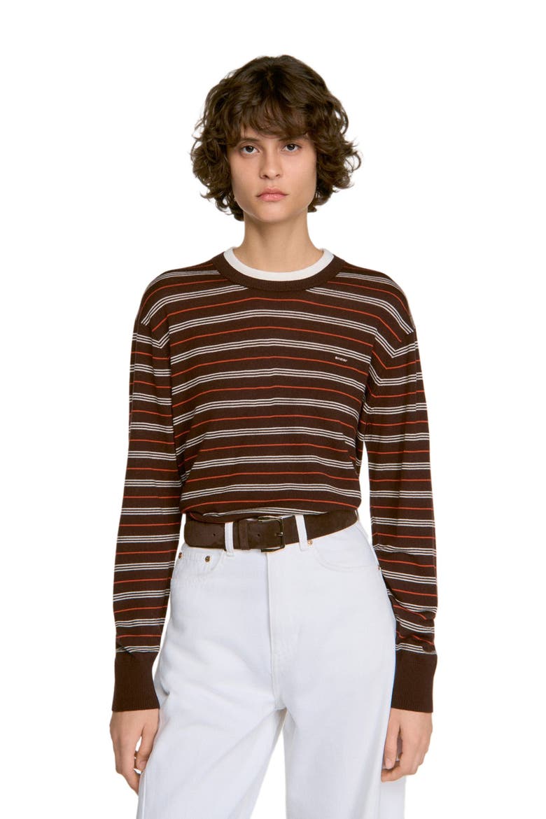 Striped wool sweater, Alternate, color, Brown