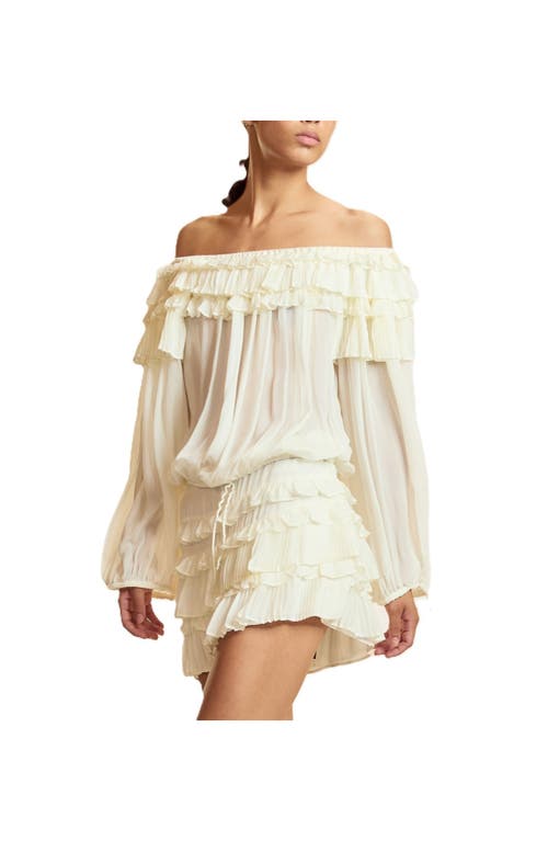 Cynthia Rowley Ruffle Pleated Micro Skirt In Neutral