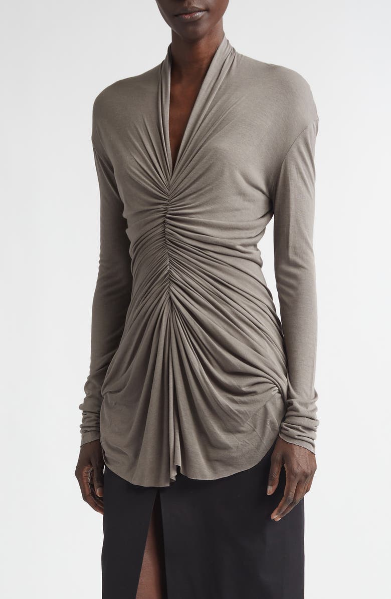 Rick Owens Radiance Gathered Jersey Top, Main, color, Dust