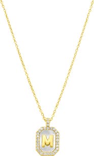 Adornia Crystal Mother of Pearl Initial Pendant Necklace