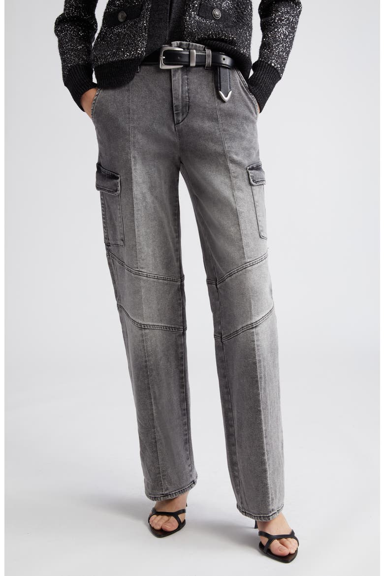 Brooklyn High Waist Wide Leg Utility Jeans, Alternate, color, MAGNESITE