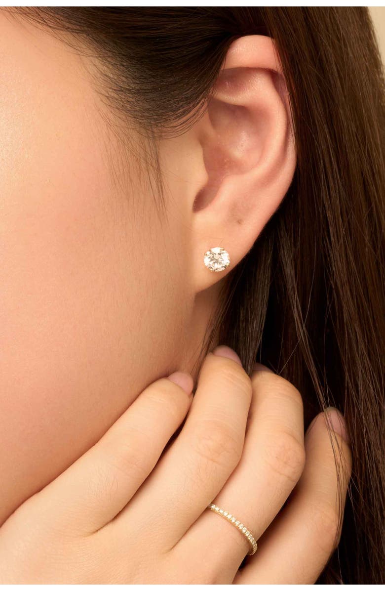 Oradina 14K Solid Gold Luminous 2 Carat Lab Diamond Classic Studs, Alternate, color, White Gold, Lab Diamonds