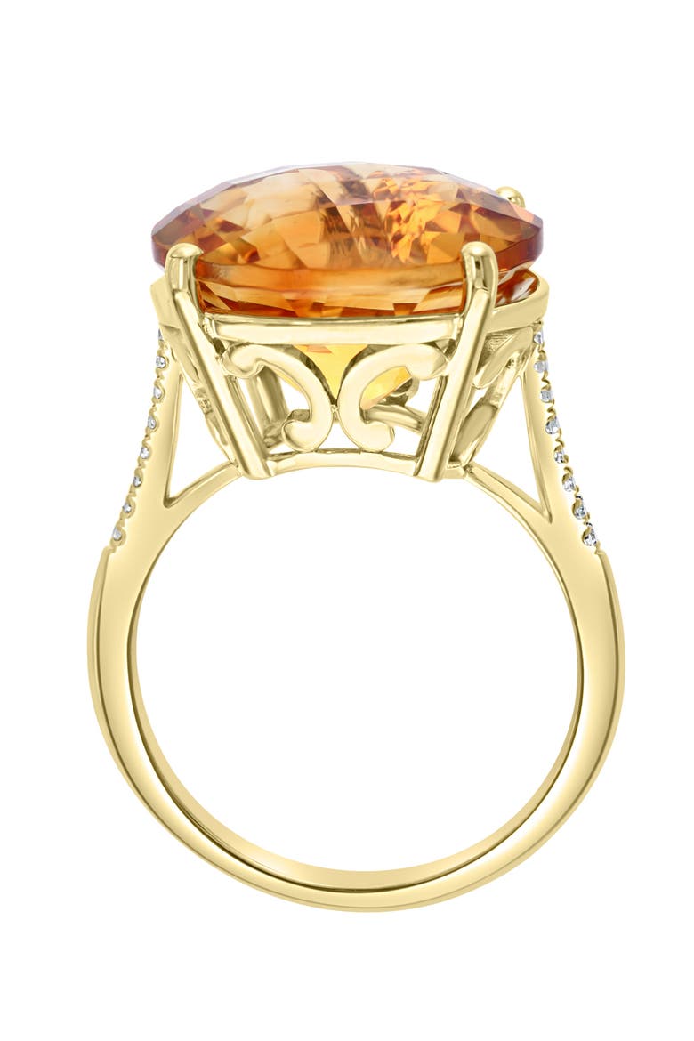 14K Yellow Gold Citrine & Diamond Classic Statement Ring, Alternate, color, 14K Gold
