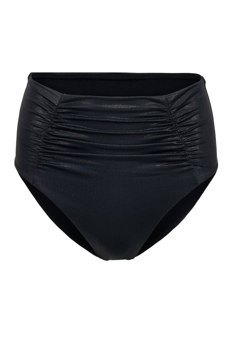 Rina Swimwear High-Waist Bikini Bottom, Alternate, color, Black