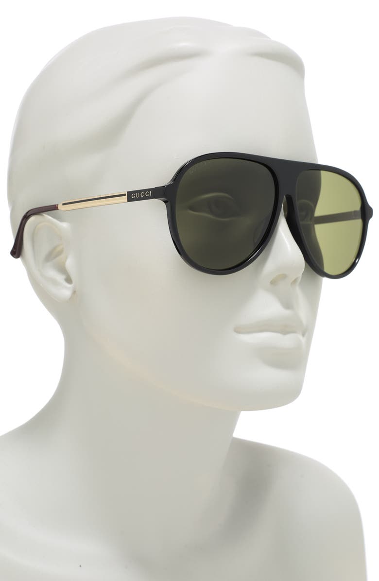 Gucci 61mm Aviator Sunglasses, Alternate, color, 