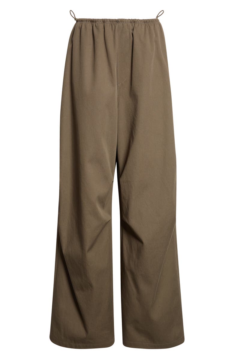 Alexander Wang Logo Elastic Cotton Twill Wide Leg Pants, Alternate, color, Army Green