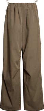 Alexander Wang Logo Elastic Cotton Twill Wide Leg Pants