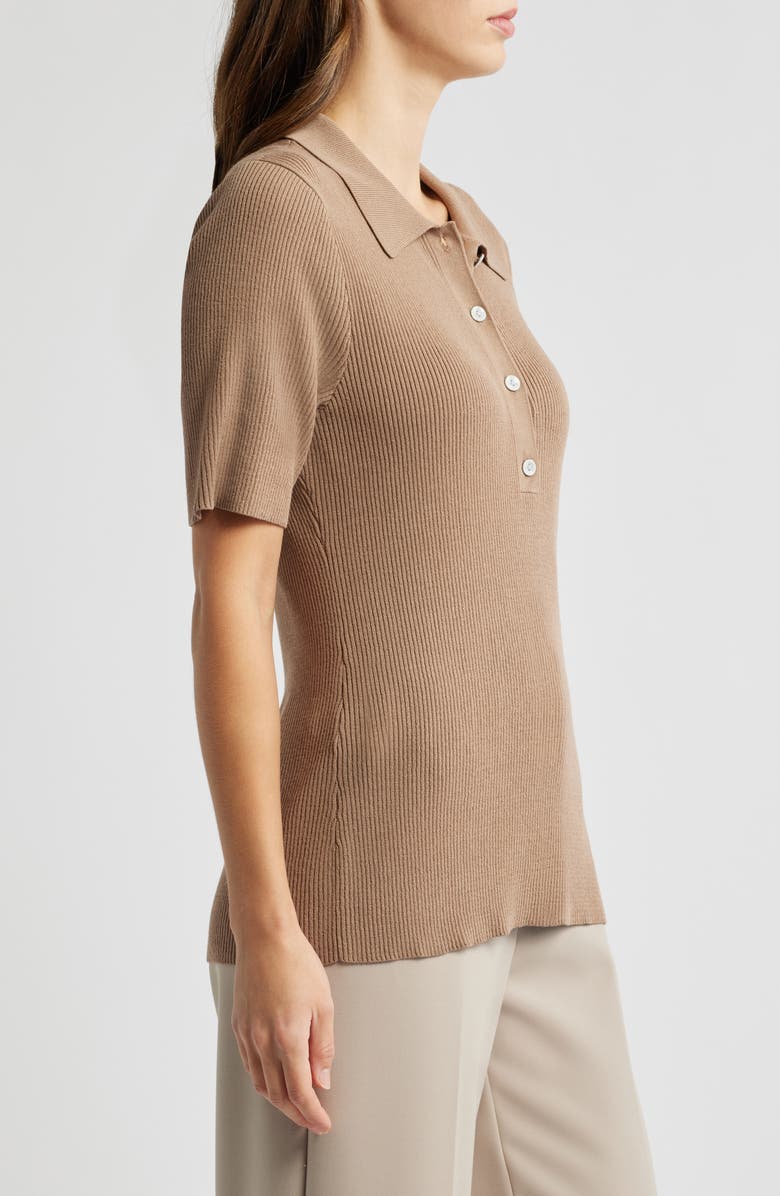 Tahari ASL Rib Polo, Alternate, color, Latte