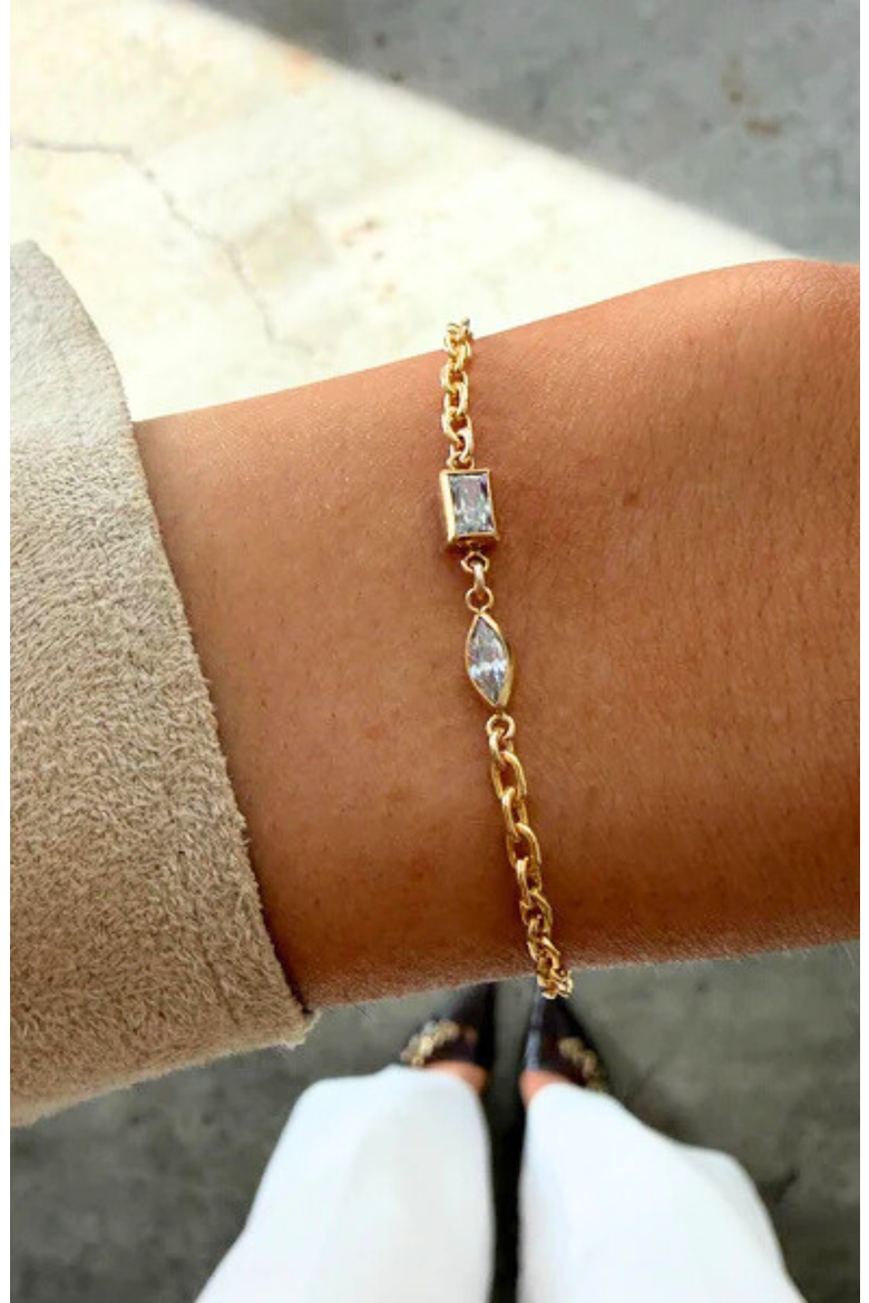 Two Stone 14k Gold Filled Bracelet, Alternate, color, Gold