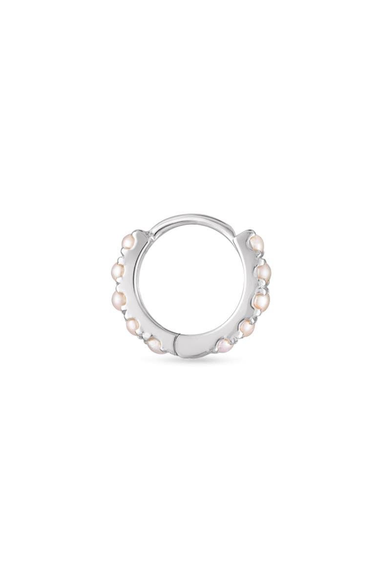 Freshwater Pearl Eternity Single Hoop Earring, Alternate, color, WHITE GOLD