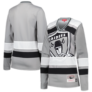Mitchell & Ness Women's Mitchell & Ness Silver Las Vegas Raiders Big Face 7.0 Long Sleeve Jersey T-Shirt