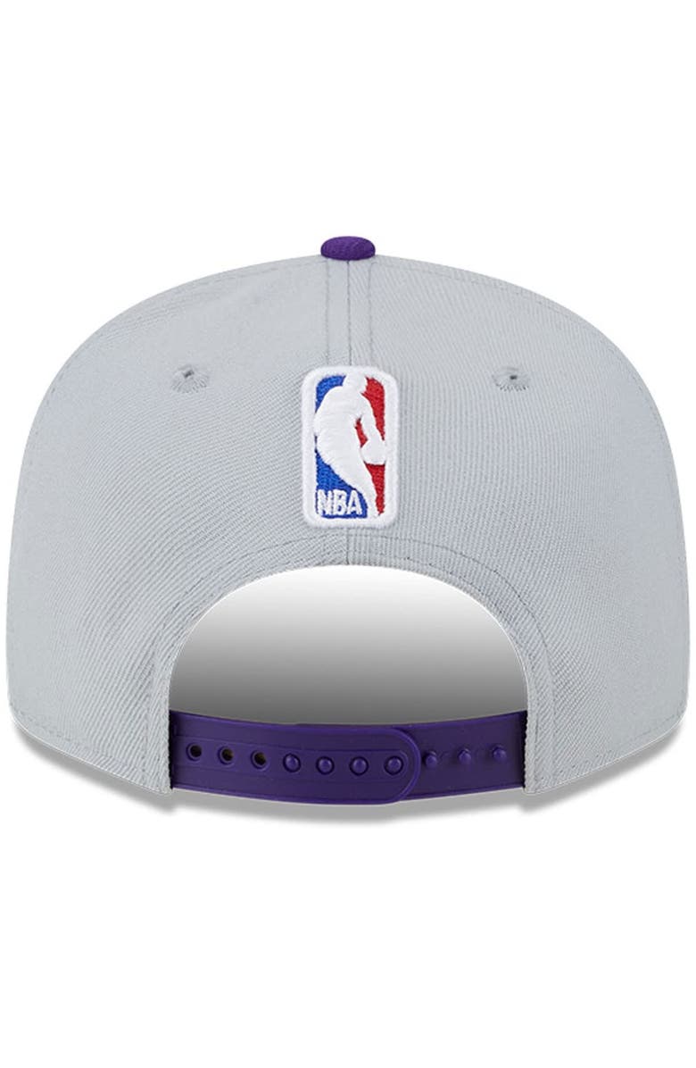 New Era Men's New Era Gray/Purple Los Angeles Lakers Tip-Off Two-Tone 9FIFTY Snapback Hat, Alternate, color, Gray