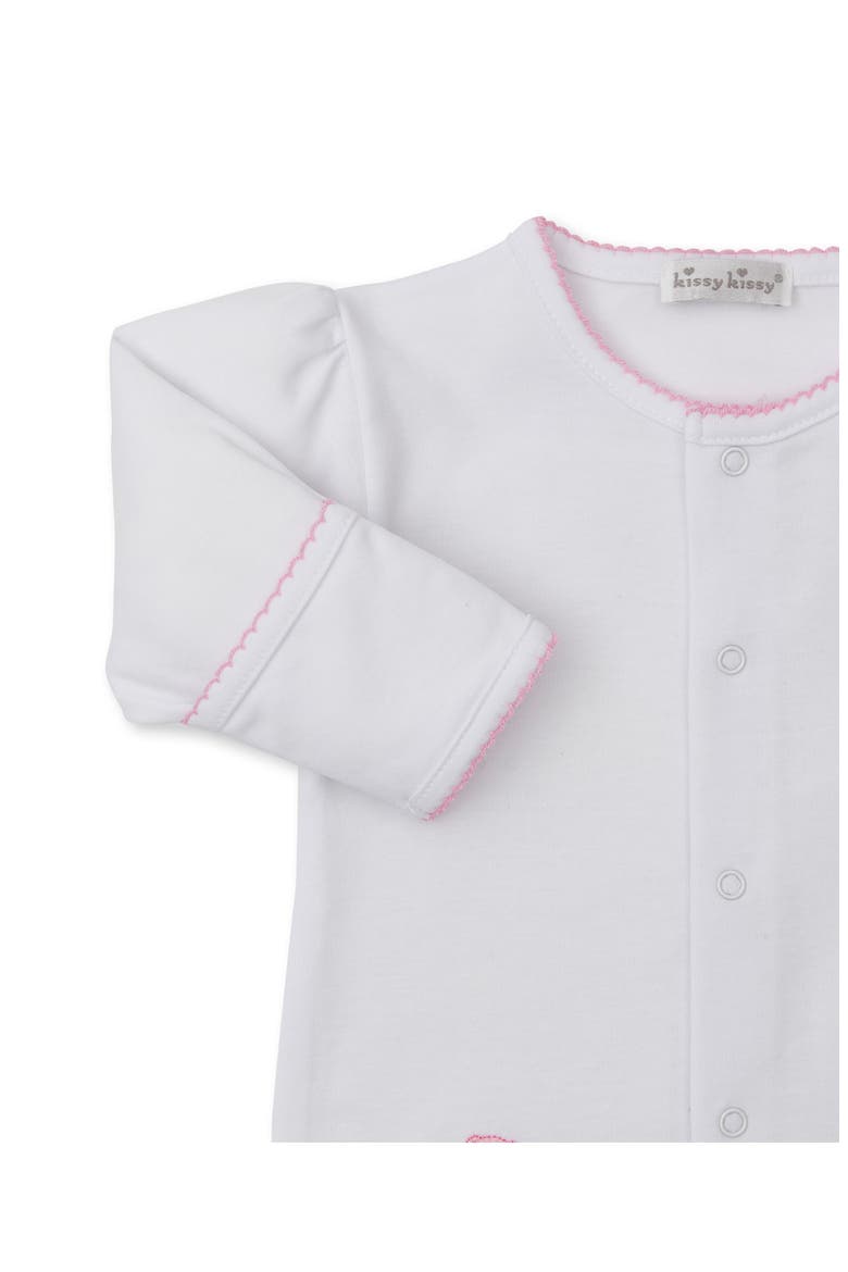 Teddy Bear Embroidered Pima Cotton Footie & Hat Set, Alternate, color, WHITE/PINK
