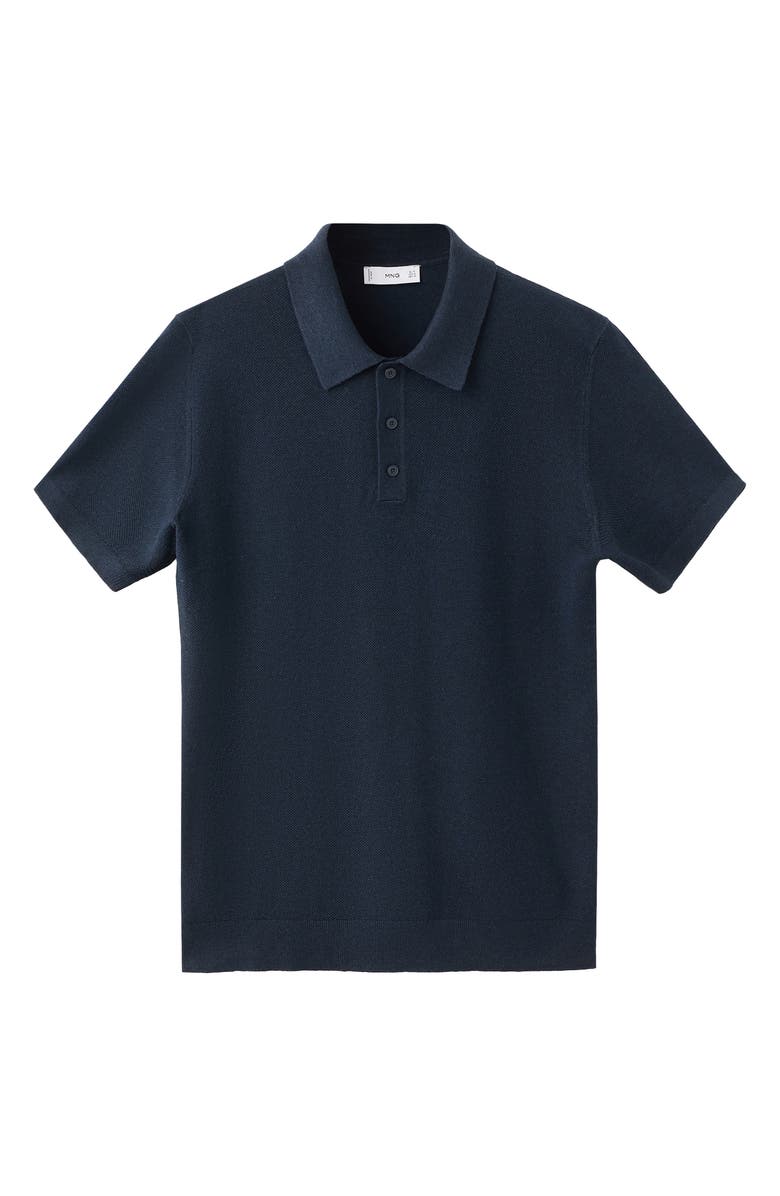 MANGO Fine Knit Polo, Alternate, color, Navy