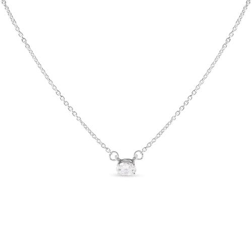 Haus of Brilliance 14K White Gold 1/4 Cttw Lab Grown Oval Solitaire Diamond East West Pendant Necklace at Nordstrom