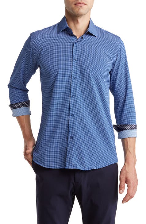 Regular Fit Performance Stretch Long Sleeve Button Front Shirt