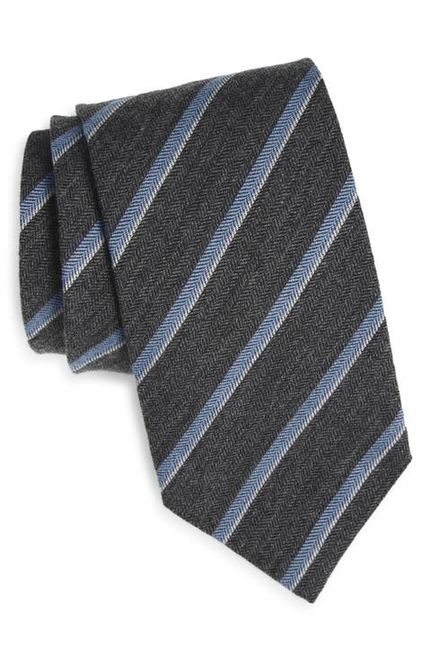 Stripe Wool & Cashmere Blend Tie