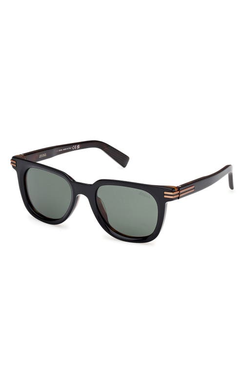 Zegna 50mm Polarized Geometric Sunglasses In Black