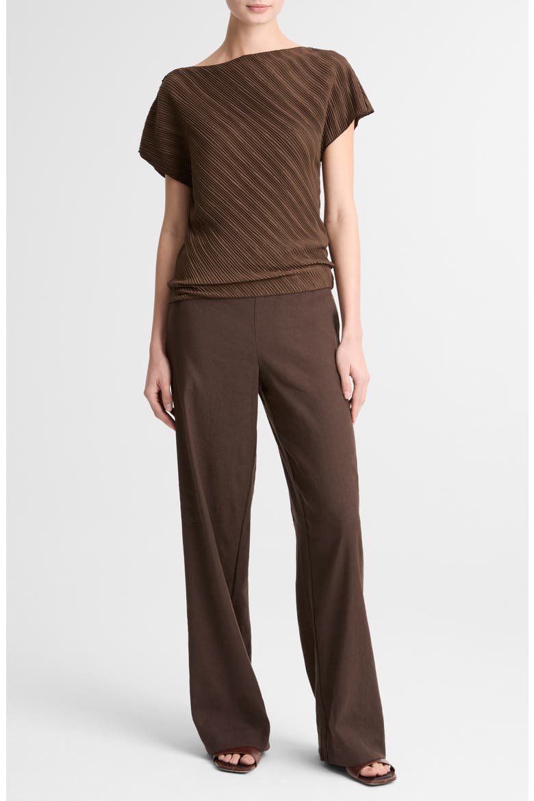 Diagonal Pleat Satin Top, Alternate, color, CLOVE