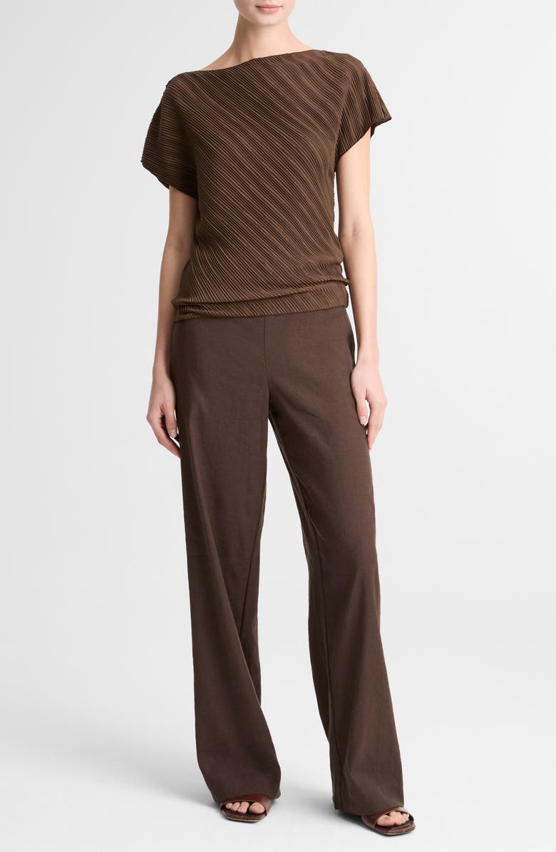 Vince Diagonal Pleat Satin Top, Alternate, color, Clove