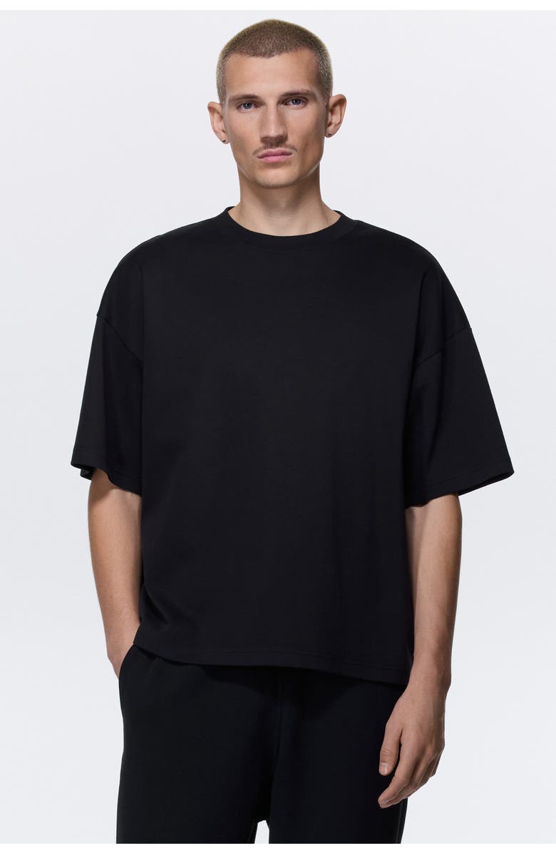 H&M Oversized Fit Interlock T-shirt, Alternate, color, Black
