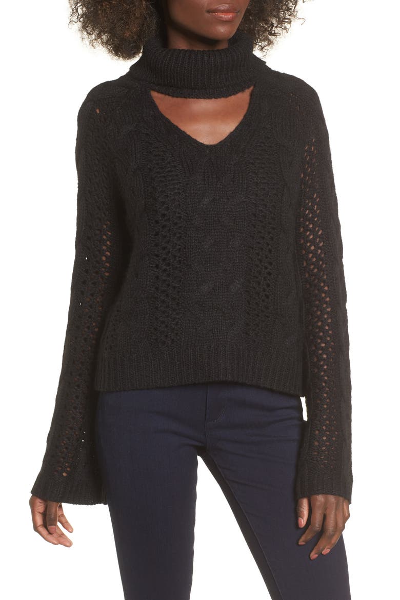 Choker Sweater, Main, color, BLACK