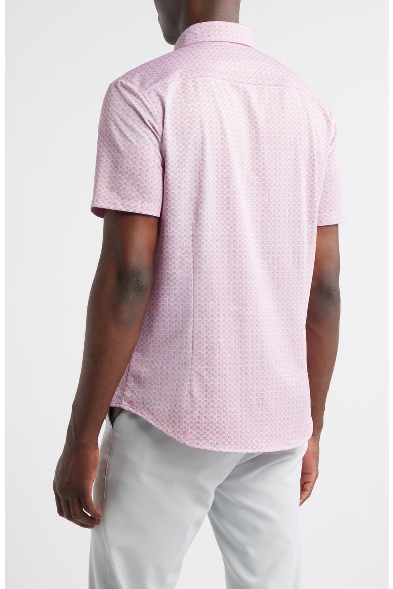 Halyard Trim Fit Check Short Sleeve Button-Up Shirt, Alternate, color, LIGHT PASTEL RED TRIM