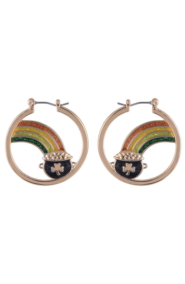 Hallmark Pot Of Gold Hoop Earrings, Alternate, color, Green