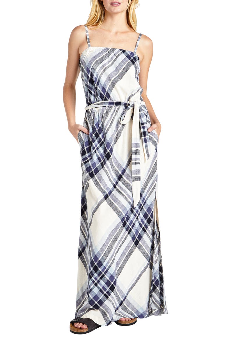 Annalise Plaid Maxi Dress, Main, color, DUSTY BLUE PLAID