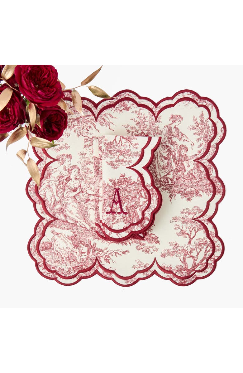 Mrs. Alice Claudette Burgundy Toile Napkins, Main, color, Red