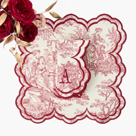 Claudette Burgundy Toile Napkins (Set of 4)