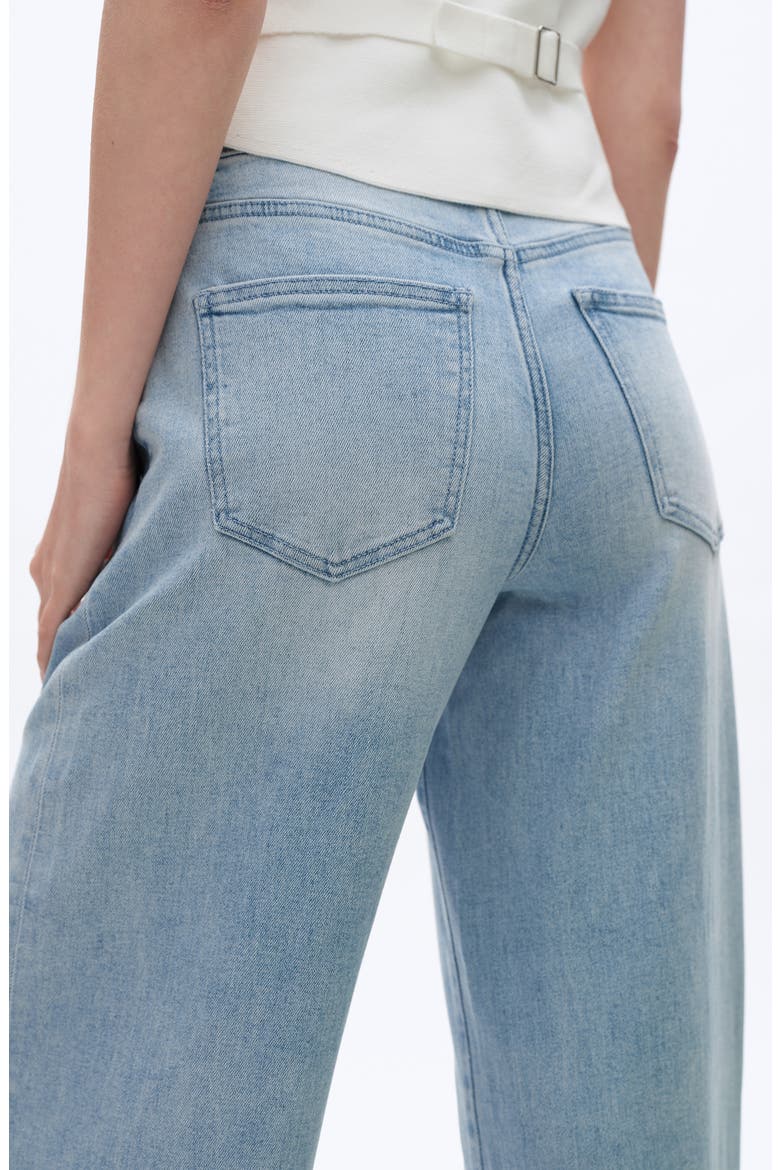 Drawstring High Waist Baggy Wide Leg Jeans, Alternate, color, LIGHT BLUE