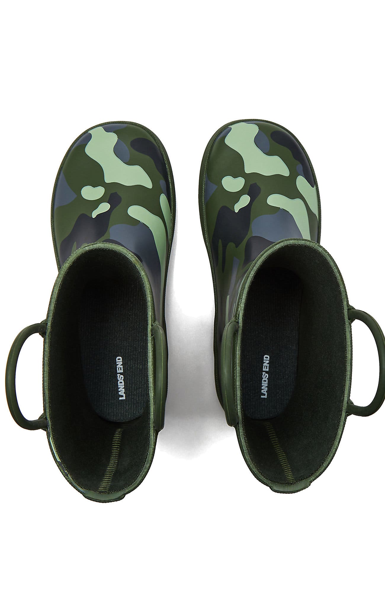 Lands' End Kids Pull On Splash Rubber Rain Boots, Alternate, color, Dark Green Camo
