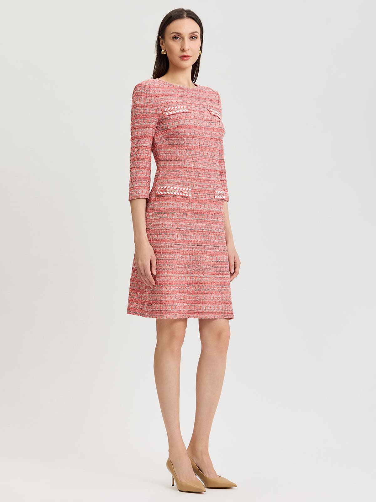 Whipstitch Tweed Knit Sheath Dress - image 2