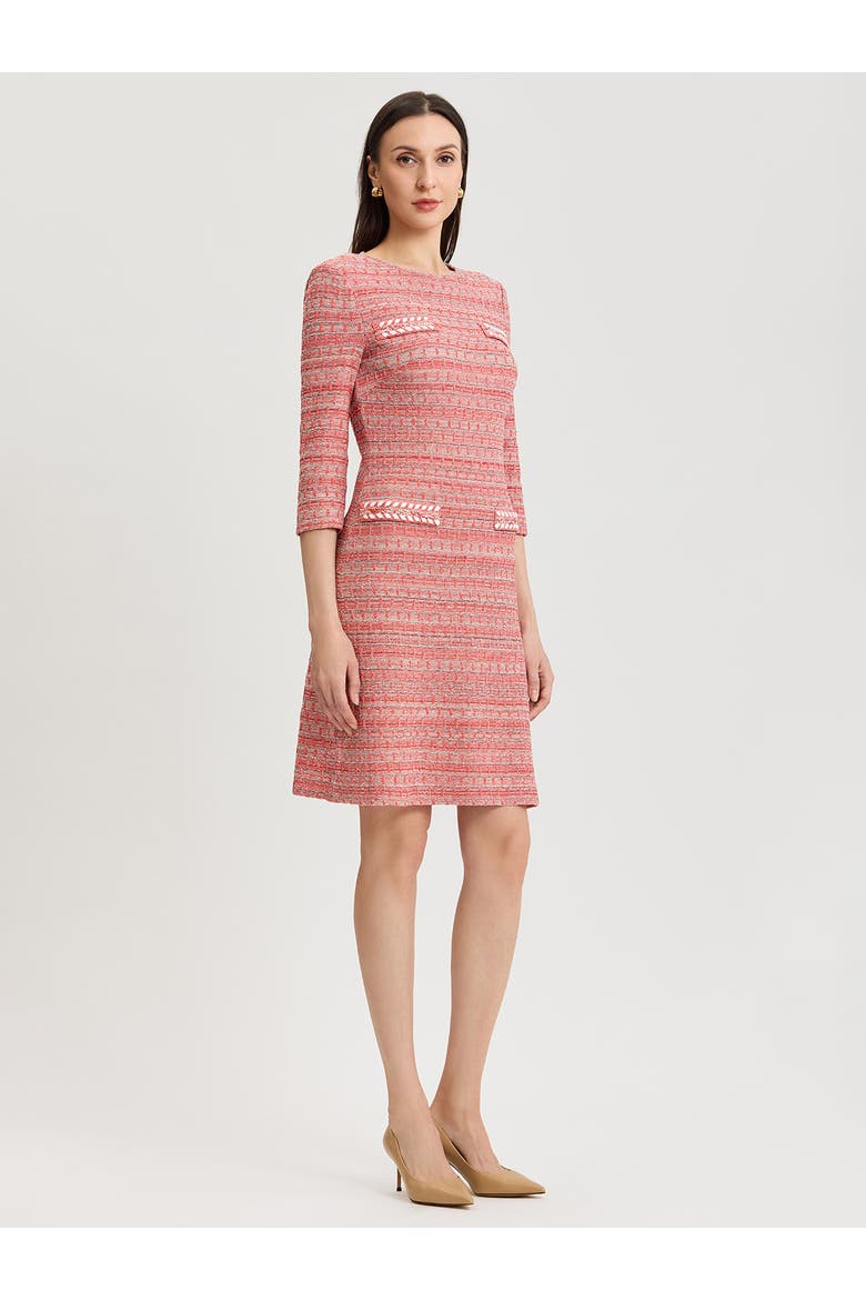 Whipstitch Tweed Knit Sheath Dress, Alternate, color, Cherry Ember/Biscotti/Black