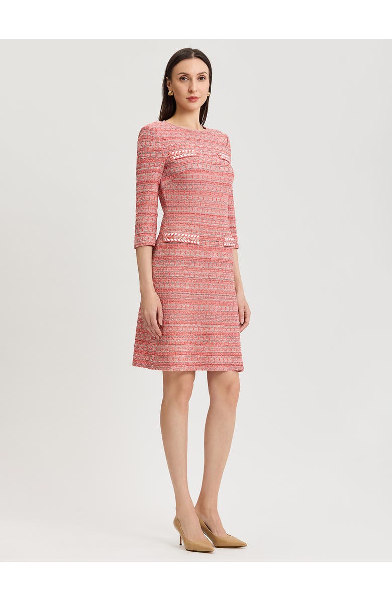 Misook Whipstitch Tweed Knit Sheath Dress, Alternate, color, Cherry Ember/Biscotti/Black