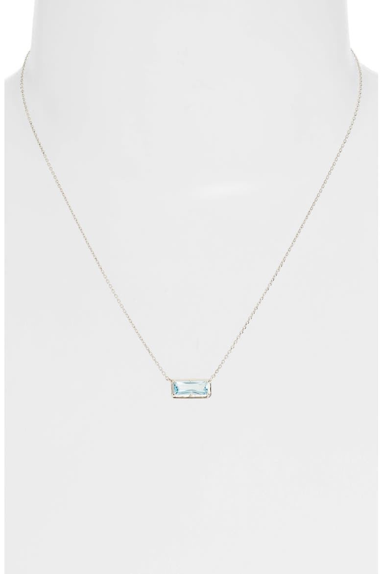 Dew Drop Blue Topaz Pendant Necklace, Alternate, color, SILVER / BLUE