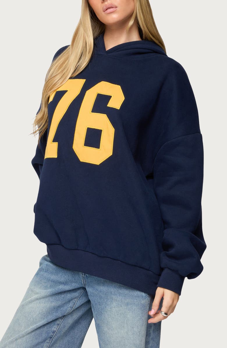 EDIKTED Rhyan 76 Oversize Hoodie, Alternate, color, Navy