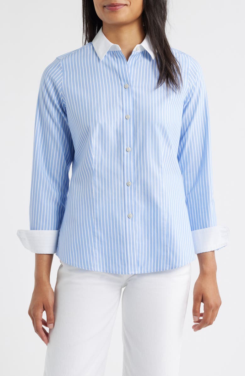 Foxcroft Dianna Stripe Non-Iron Cotton Shirt, Main, color, 