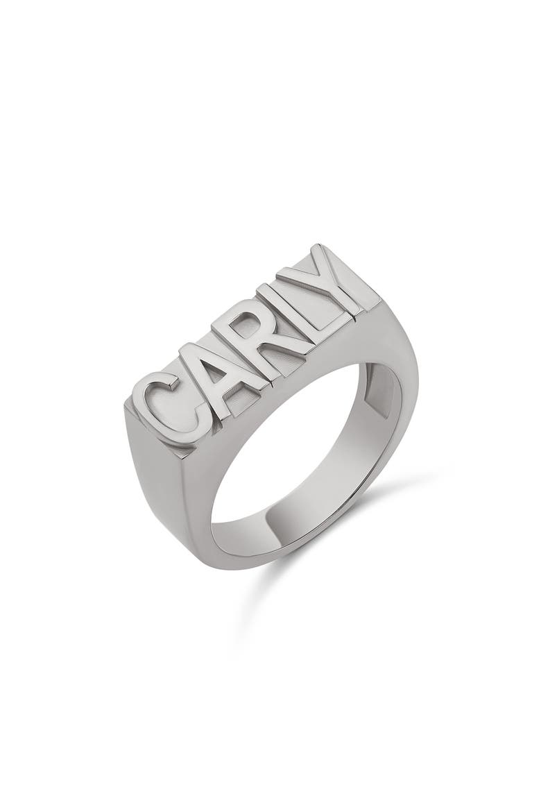 Block Letter Name Ring, Main, color, SILVER