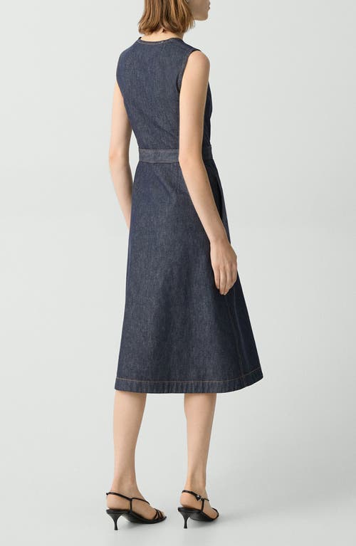 Theory Sleeveless Belted Chambray Wrap Dress In Purple